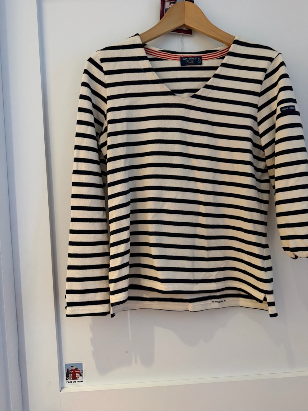 Saint James Navy and Cream Striped Knit Top